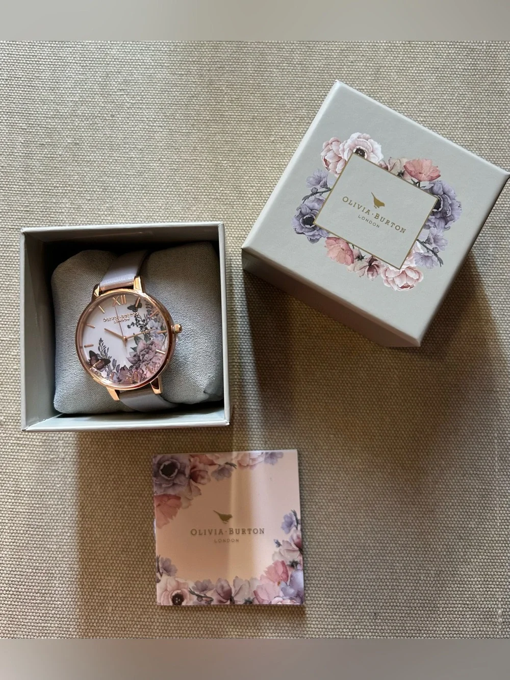 Olivia Burton Winter Garden Watch With 38mm White Floral Face & Leather Band